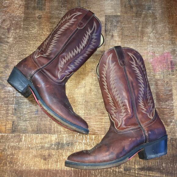 Laredo Mens Western Boot Brown 10.5 EE Leather Cowboy 2112 Vintage Made in USA - Picture 9 of 10
